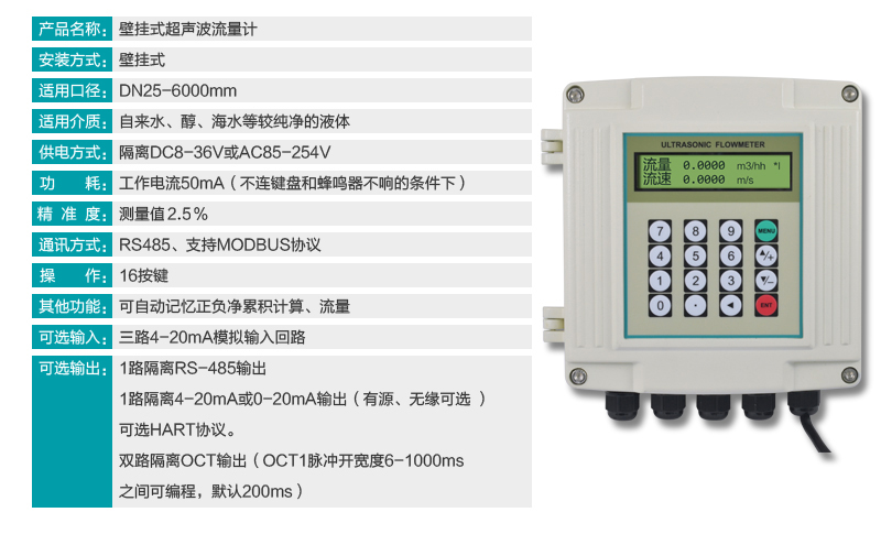 米科MIK-1158R超聲波冷熱量表參數