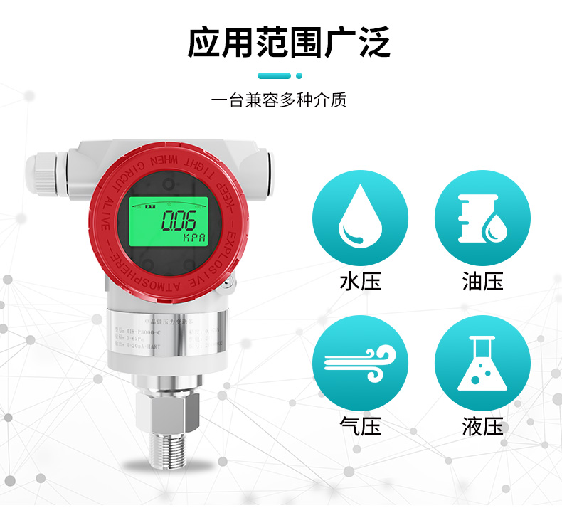 米科MIK-P3000C高精度單晶硅壓力變送器應用范圍廣